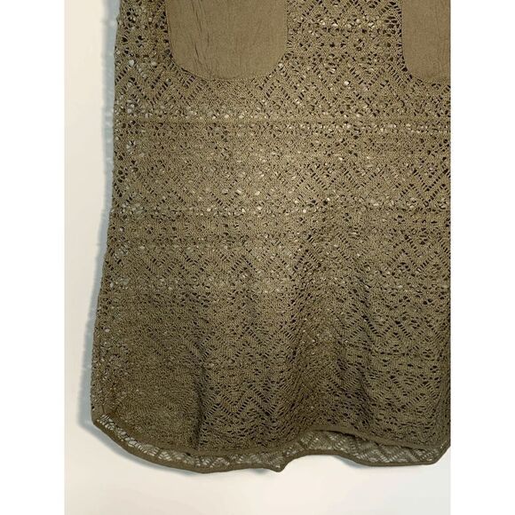 Venus Women's Fully Open Lace Sleeveless Flap Pocket Blouse Olive Small - Picture 8 of 9